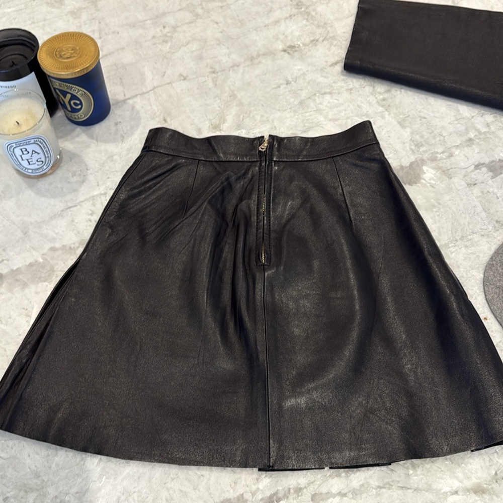 Sandro Black Leather Pleated Skirt 0 - Picture 5 of 9
